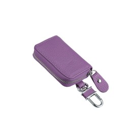 Motoforti Faux Leather Zipper Car Fob Key Case for Auto Remote Key Purple Long-lasting