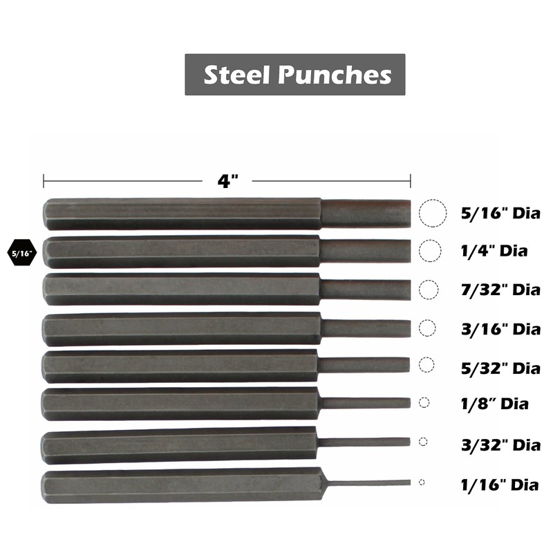 Drixet 18 Piece Steel & Brass Punch Set with Automatic
