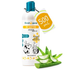 FIRSTPAW Pet Shampoo, Puppy Shampoo, Dog Shampoo and Cat Shampoo 500 ml with Aloe Vera - Suitable for Sensitive Skin, 100% Vegan Replenishing Shampoo for All Dog Breeds and Fur Types