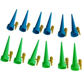 Self Watering Spikes for Indoor & Outdoor Drip Irrigation kit, Self-Watering Spikes for Plants,Adjustable Control Valve Switch,Only Fit Bottles with 1.1inch Diameter and Threaded Mouth (12Pcs)