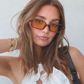 DIFF Aspyn Ovard Elle Oval Sunglasses for Women UV400 Protection, Tortoise + Brown Tint