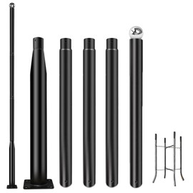 Street Light Pole 16ft Tall - Black Outdoor Adjustable Metal Street Lamp Post for Lights with Mounting Steel Anchors