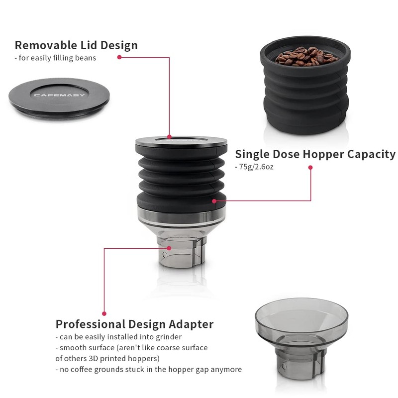 Single Dose Hopper Compatible with Eureka Mignon Espresso Coffee Grinder