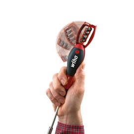 WIHA 38090101 Screwdriver with Built-In Bit Magazine Magnetic 1/4 Inch