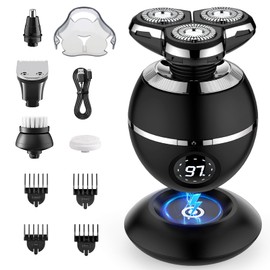 ETENTOUS Rasierer Herren Elektrisch, 3D Rasur Barttrimmer -Kabellos wiederaufladbar Barttrimmer Herren- Nass- und Trocken IPX7 Elektrorasierer mit LCD und 8 Pflegesets.