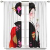 Japanese Curtain Kyoto Geisha Girls and Cherry Blossom Window Beautiful