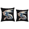 Mosasaurus Dinosaur Retro Line Art Throw Pillow