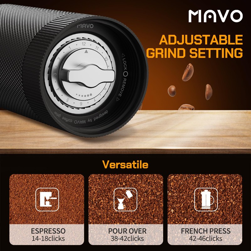 MAVO Manual Coffee Grinder, Wizard Hand Coffee Grinder, Capacity 25g