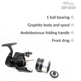 FISSION - SURF BEACH FD70 Fishing Reel (1BB) Front Drag Large Fixed Spool Spinning Reel with 0.40mm Mono Line On - Shore, Beach Casting and Boat fishing [11-41070]
