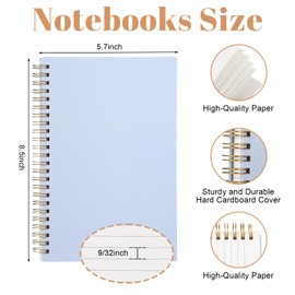 Fuutreo 8 Pack Hardcover Spiral Notebook A5 5.7'' x 8.5'' College Ruled Spiral Journal Notebook 80 Sheets/ 160 Pages 8 Color Waterproof Cover Ruled Paper for Office School Work Supplies