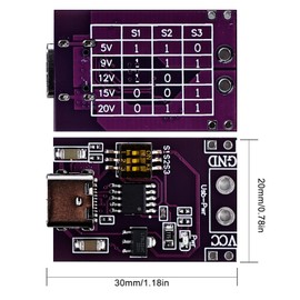 6 Pieces QC/PD/AFC Power Supply Trigger Module: Fast Charge Trigger USB-C 5V 9V 12V 15V 20V DC Spoof Scam Fast Charge Trigger Polling Detector USB-PD Notebook Power Supply Change Board Module