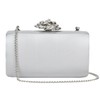 Girly Handbags Ladies Satin Clutch Bag with Large Flower Clasp,