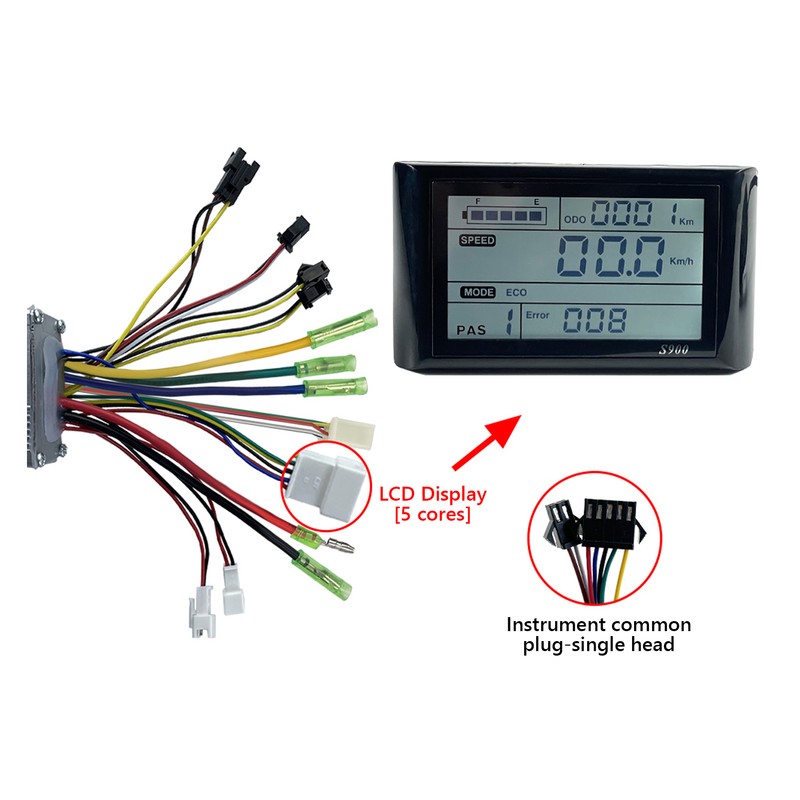 36V/48V 15A Brushless Motor Controller LCD S900 Display Panel Set