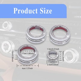 Interior Decorated Button Knob Covers, Bling Car Accessories AC Knob Covers, Air Condition Knob Switch Trim, Interior for Car Air Condition Switch Volume Control Trim Compatible with 2022 11th Civic
