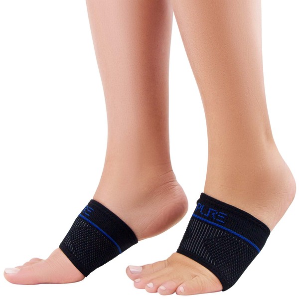 Plantar Fasciitis Arch Supports - Compression Bands for Plantar Fascia Pain Relief, Technical Arch Sleeves for Support - Great for Flat or Weak Arches, Heel Pain (M, Black)