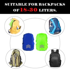 Bncxdc Rain Cover School Bag, Pack of 2 Rain Cover Backpack, 18-30L School Bag Rain Cover, Backpack Rain Cover with Reflective, Suitable for Hiking, Cycling, Camping (Green + Blue)