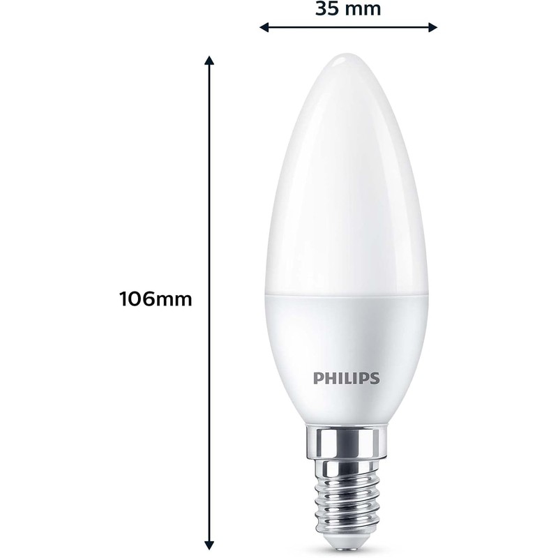 PHILIPS Bombilla LED de luz blanca cálida, 40 W, E14,