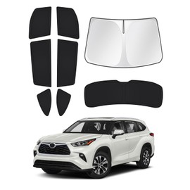 Canvcle Windshield Sun Shade for 2020-2025 2026 Toyota Highlander Accessories Side Rear Window Shade Cover Set Window Sun Visor Privacy for Camping Keep Vehicle Cool Black 8PCS
