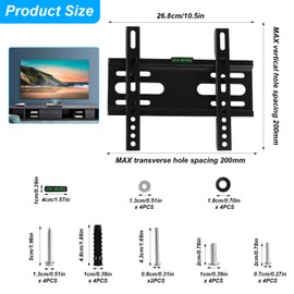 TV Wandhalterung Fernseher Wandhalterung für 14-42 Zoll Flach & Curved LED/LCD/OLED Fernseher Halterung TV Wall Mount, Max VESA 200 x 200 mm, 25 kg Kapazität