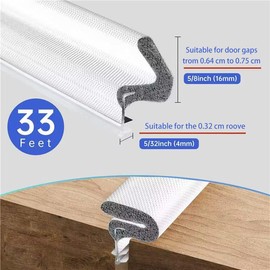10M/392inch Kerf Weather Stripping for Doors,PU Foam V Shaped Door Draft Excluder Tape,PVC Soundproof Window Insulation Gasket Rubber Seal Replacement,External Door Frame Sealing Draught Excluder Whit