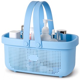 Portable Shower Caddy Basket with Handles Plastic Storage Basket Blue