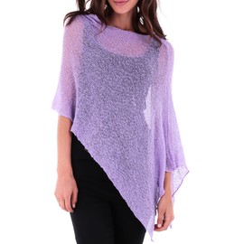 SHU-SHI Womens Sheer Poncho Casual Summer Shrug Bolero Lightweight Knit Lavender