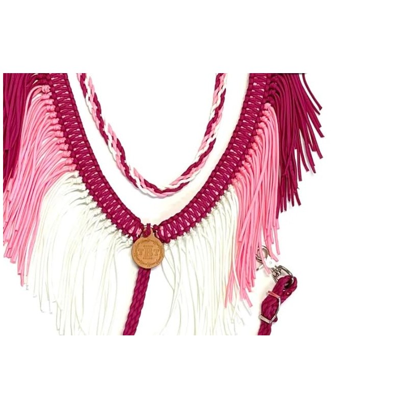 fringe breast collar paracord horse tack pink ombre