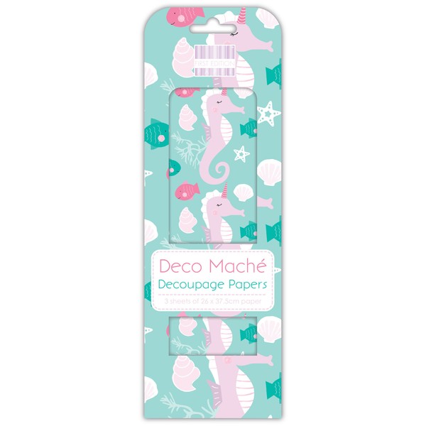 Trimcraft Decoupage Craft Papers-Seahorse 26 x 37.5 cm, (3 Sheets,
