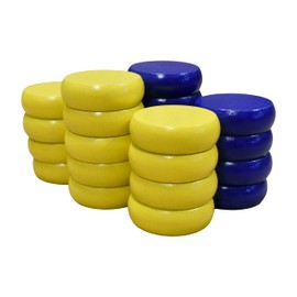 26 Blue and Yellow Crokinole Discs - Full Set (Small Discs - 1 1/8 Inch Diameter (2.9cm))