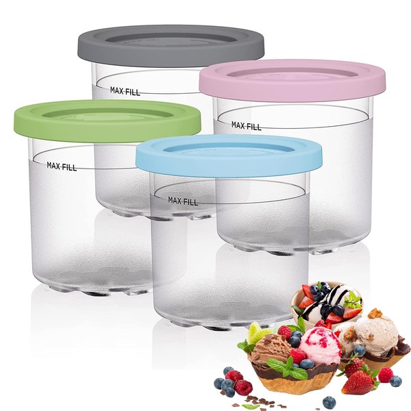 Mozzoom Set of 4 Creami Containers for Ninja Ice Cream
