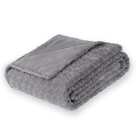 PLEASANT BOULEVARD | Super Soft FleeceThrow Blanket Velvet Wave Pattern Lightweight Cozy Flannel Blankets for All Seasons, Elegant Comfort Luxury Grey Fluffy Blankets, Throw (50" x 60")