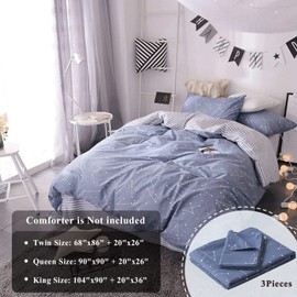 VM VOUGEMARKET 3 Piece Duvet Cover Sets Queen,100% Cotton Constellation Patte...