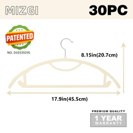 MIZGI Premium Velvet Hangers 30-Pack,No Shoulder Bump Hangers W/Tie Bar Ultra Thin Space Saving Non Slip Hangers Heavy Duty Felt Rounded Clothes Hangers for Sweaters,Coat,Jackets,Pants,Shirts