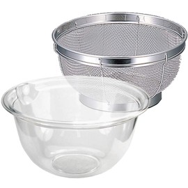Nagao Bowl, Heat Resistant, Cook Bowl, 8.3 inches (21 cm), 60.8 fl oz (1,900 ml), Colander Set, Made in Japan, Clear