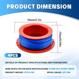 CHIHOLEN 4pcs Strimmer Spool Compatible with Flymo Fly031 5131060-90/6 5131106090, Φ1.5mm 32ft Replacement Autofeed Spool for Flymo ET21, Mini Trim, Mini Trim ST and MCCULLOCH MT21(4 Spool)