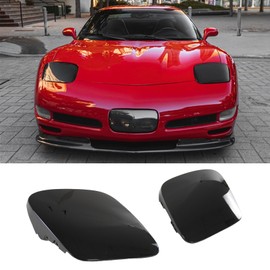 PFRREOR 2PCS Headlight Cover for Corvette C5 1997-2004 Factory Style OE Replacement Part ABS Plastic Driver Side Passenger Side (Glossy Black)
