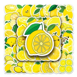 50 PCS Stickers for Lemon Water Bottle|Vinyl Waterproof Sticker for Laptop Skateboard Phone Car Decals for Teens Adults Decor (Lemon Stickers)
