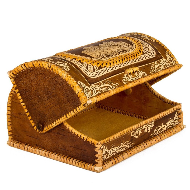 Handmade Natural Birch Bark Wooden Roll Top Bread Box Kitchen