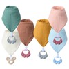 COOROBIN Baby Teething Bibs 6-Pack with Attachable Teether - 100%