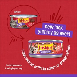 Purina Friskies Wet Cat Food, Meaty Bits With Beef in Gravy - (Pack of 24) 5.5 oz. Cans