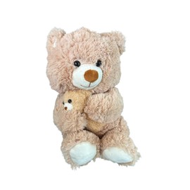 Oso de Peluche Suave con Bebé, 30 cm, Felpa Beige Claro, Juguete de Peluche para Niños | Mommy and me
