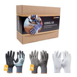 Gebol GO Work Gloves Set Moving | Size XL (Size 10) | Glove Mix for Helpers, with Touch Function or to Avoid Fingerprints | For Men | 10 Pairs