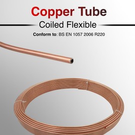Copper Tube Pipe Coiled Flexible Microbore for Water/Gas/Plumbing & DIY Installations (8mm, 3 Metres)