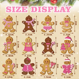 Ferraycle 36 Pcs Gingerbread Man Ornaments for Christmas Tree Wooden Gingerbread Man Ornaments Christmas in July Hanging Decorations, 3 Inch for Xmas Home Kitchen Holiday Decor(Cute Style)