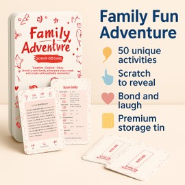 Scratch Quest Family Card Game – Scratch-Off Challenge Party Game for Adults & Kids Interactive Trivia, Tasks & Icebreaker Activities Fun Board Game Alternative for Game Night, Travel