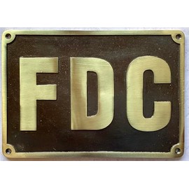 FIRE DEPARTMENT CONNECTION SIGN - FDC SIGN (Antique gold-brass, Size 7X10)-THE Brownstone line