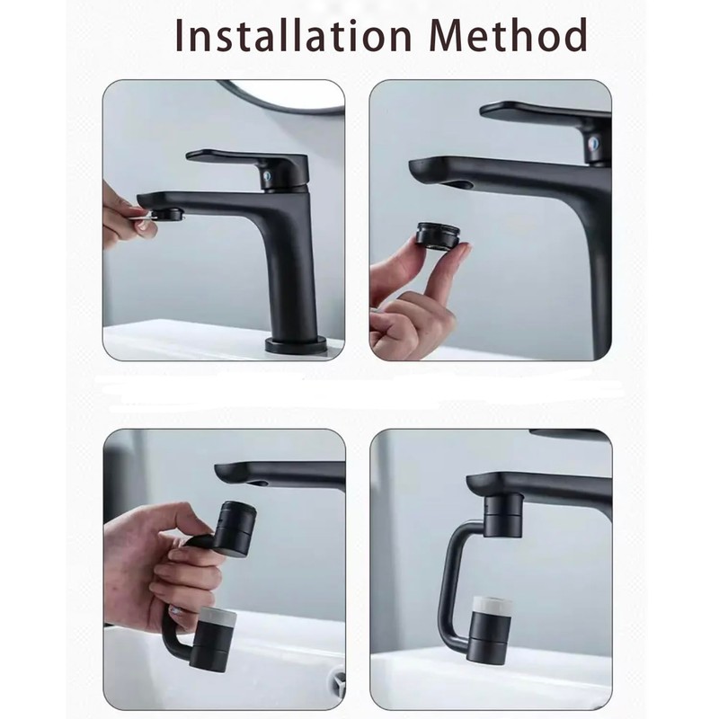 Matte Black Faucet Aerator, 1080° Swivel Faucet Extender, Kitchen Sink