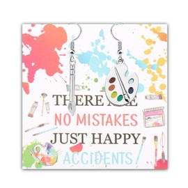 PLITI Artist Gift Art Teacher Gift Painter Gift There Are No Mistakes Just Happy Accidents Paint Palette Brush Earrings (palette brush earringU)