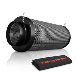 Spider Farmer 4 Inch Air Carbon Filrer Smelliness Control with Premium Australia Virgin Charcoal for Inline Duct Fan, Grow Tent Odor Control, Hydroponics, Pre-Filter Included, Reversible Flange