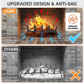 G GOOD GAIN Fireplace Log Grate - 17 inch Firewood Burning Holder Heavy Duty | Fire Log Burning Wrought Iron Rack | Fire Pit Tray for Indoor Chimney Hearth & Outdoor Camping
